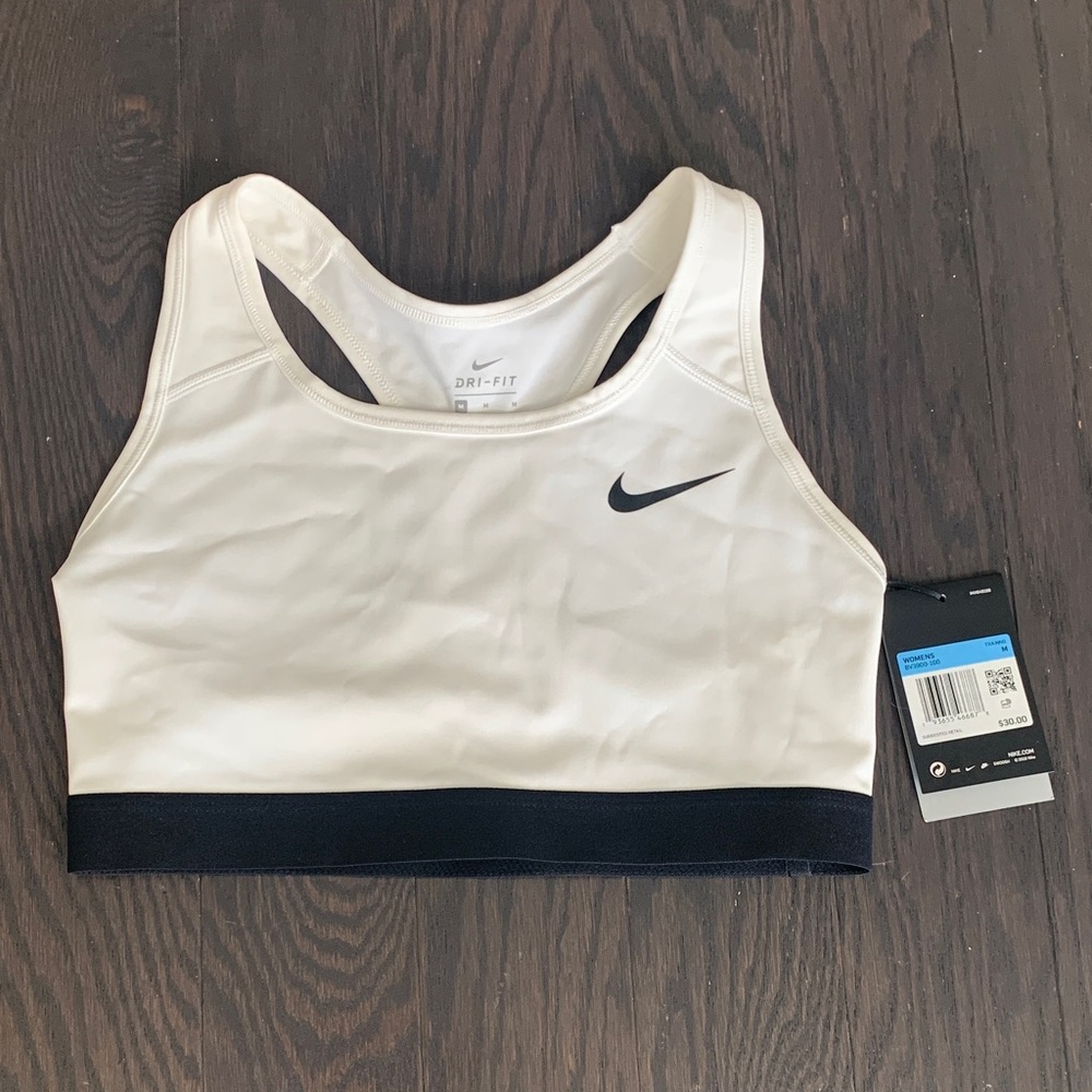 Nike White and Black Sports Bra